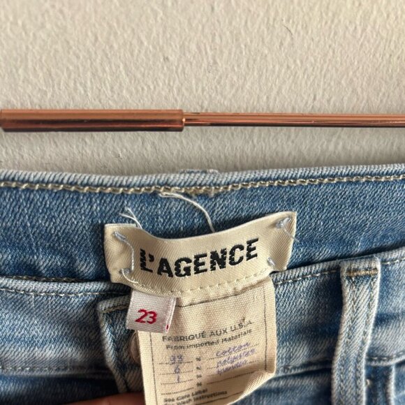 L Agence Women Denim Straight Leg High Waist Light Wash Jeans Naughty Blue Size2 - Picture 5 of 9